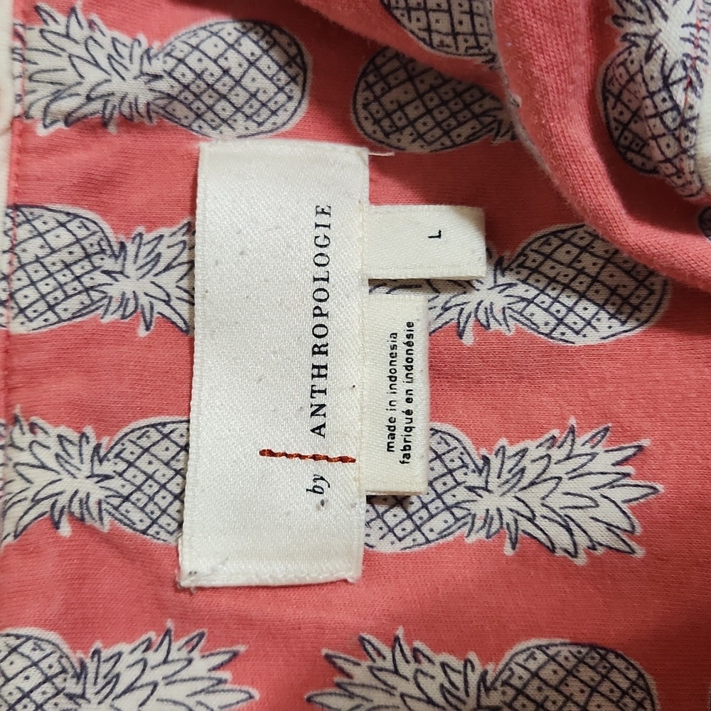 Anthropologie Coral Pineapple Short Sleeve/Shorts PJ Set in Size Large - Picture 2 of 14
